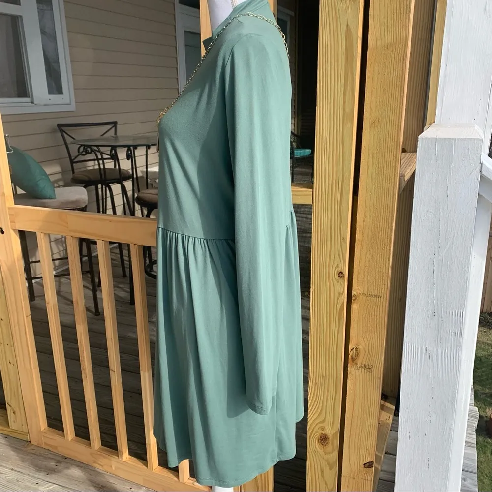 NWT entro Sage Green Soft Stretch L/S Dress Large L Shabby Chic Bohemian Boho - Image 4