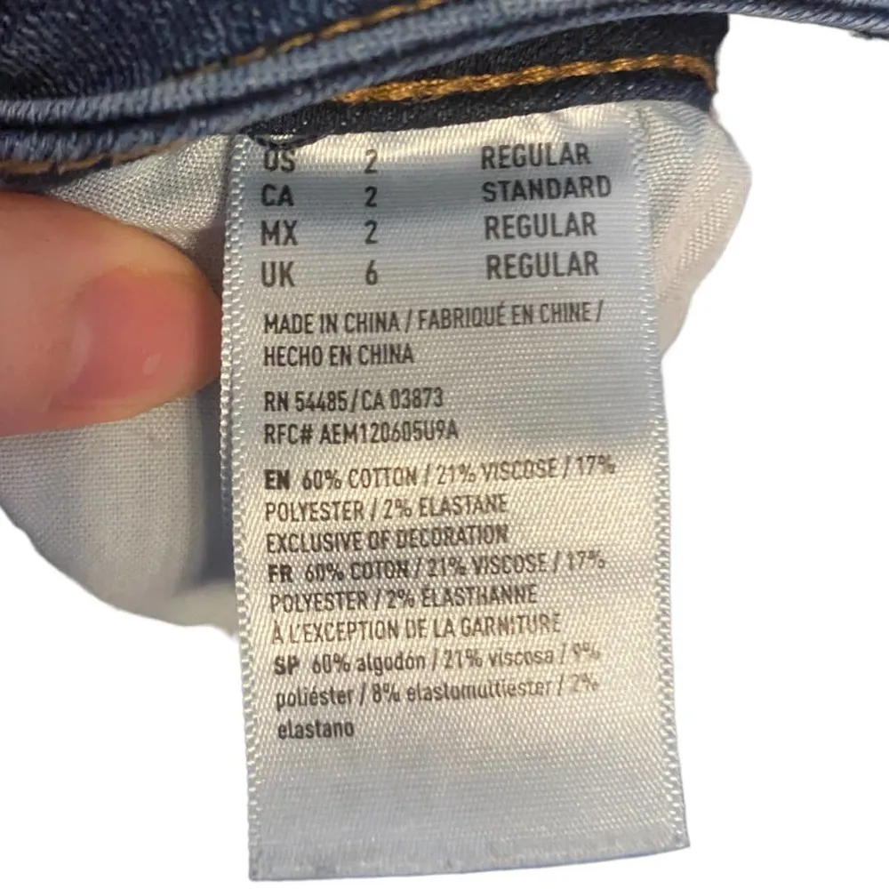 American Eagle Super Stretch Distressed Dark Wash Skinny Jeans Size 2 - Image 5