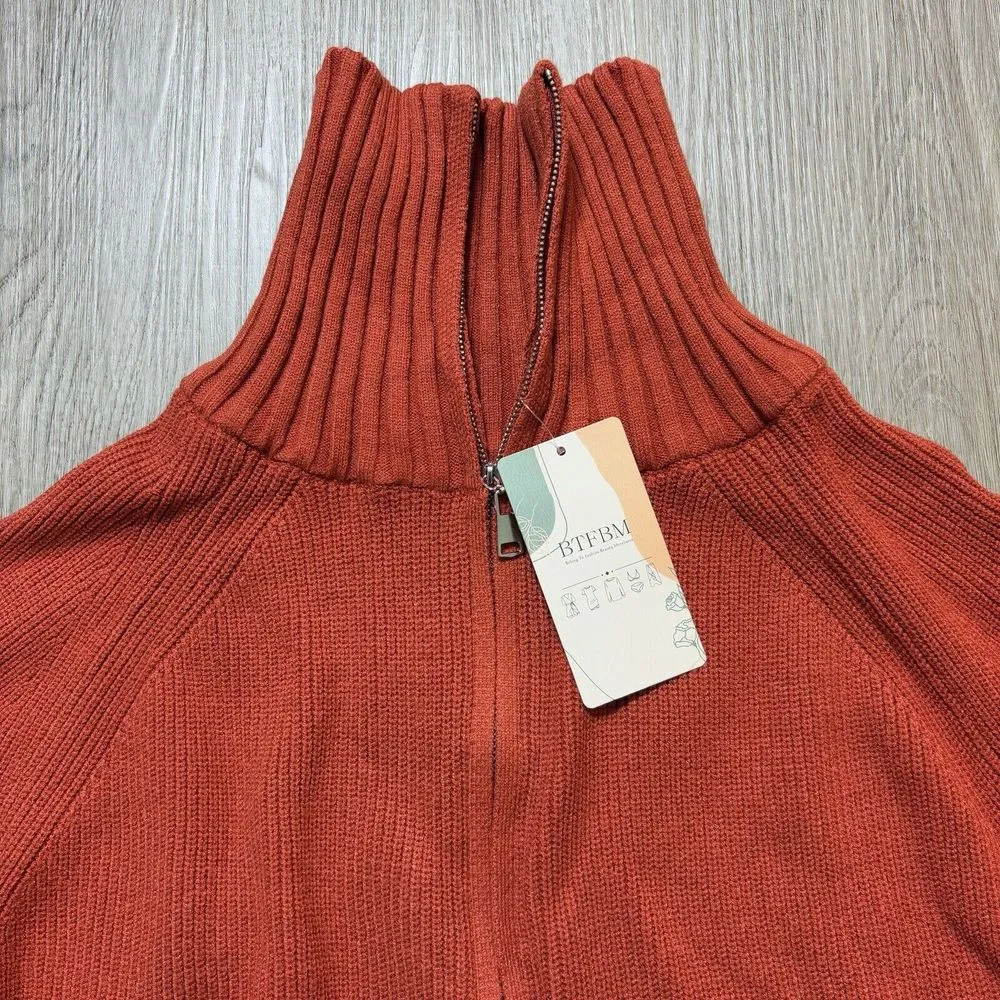 BTFBM Women's Rust Red‎ 1/4 Zip Pullover Size Medium New with Tags Red - Image 2