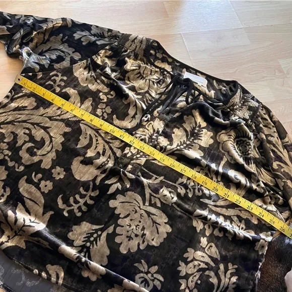 ANTHROPOLOGIE Brown Faustine Velvet Floral Peasant‎ Blouse Size Size Small - Image 7