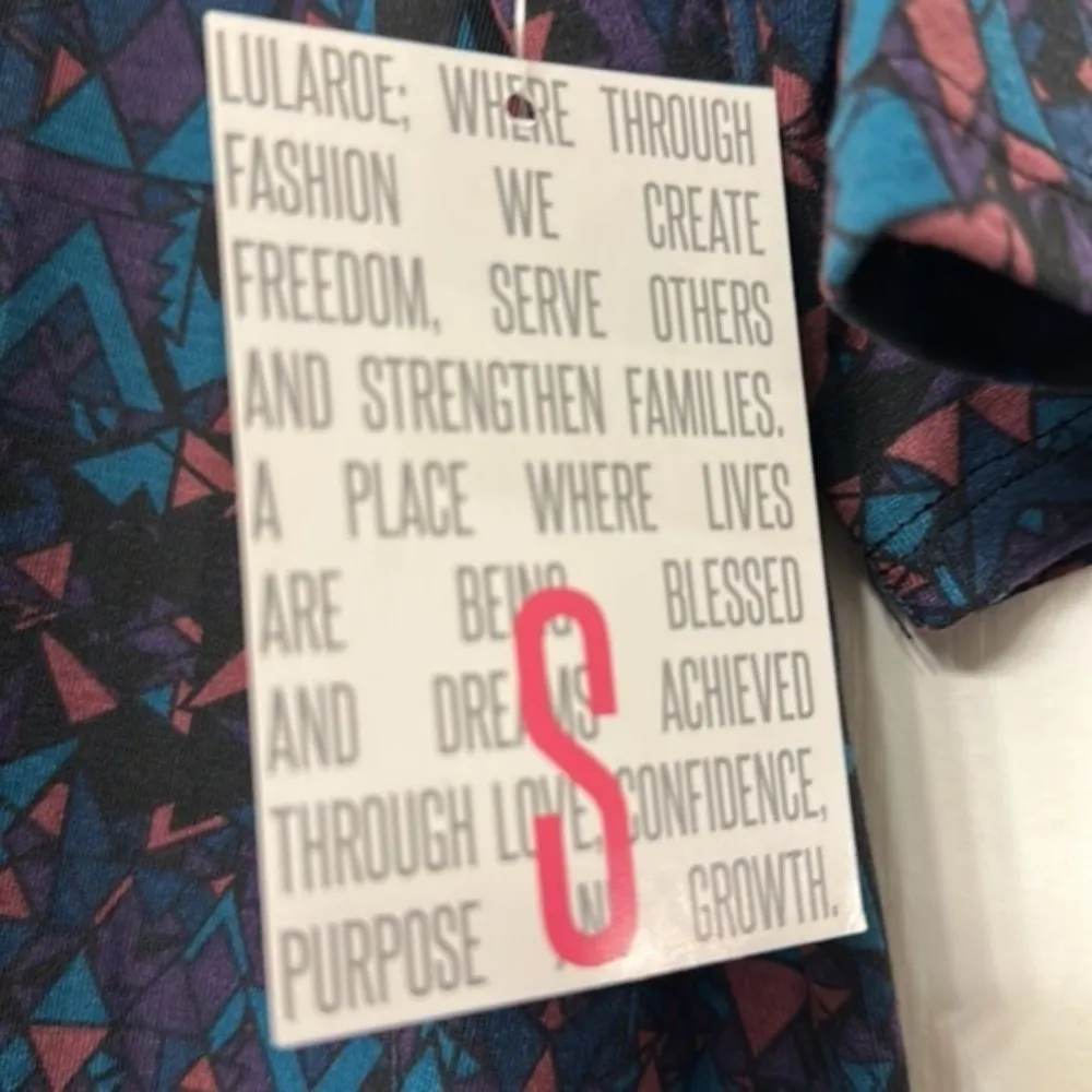 Women's LLR Lularoe Multicolor Black Irma Short Sleeve Blouse Size Small NWT - Image 4