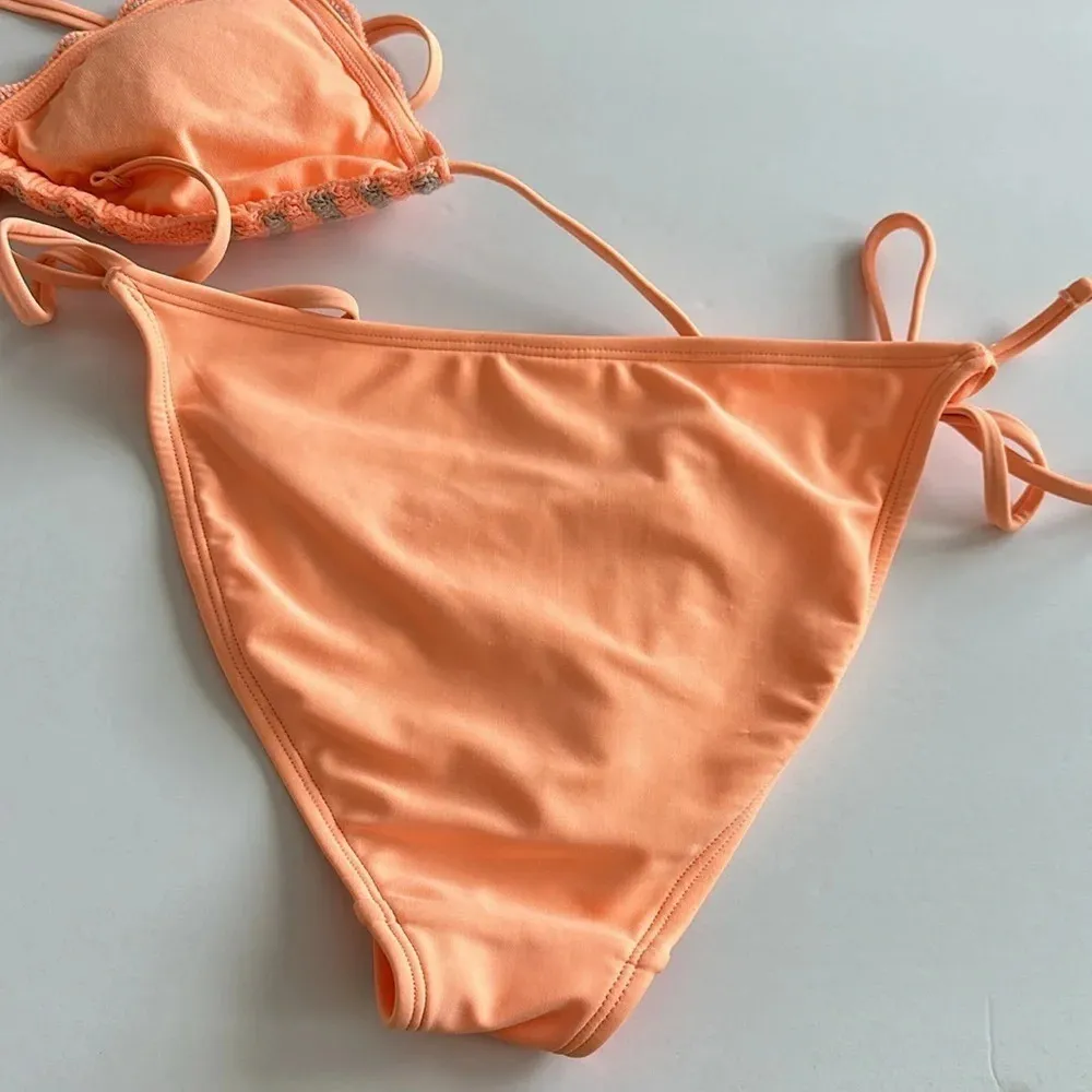 Wild Fable Orange and Grey Knitted Bikini - Image 6