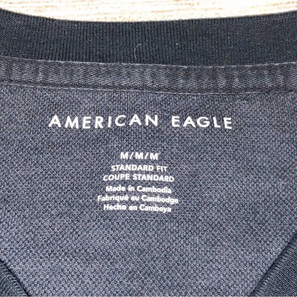 American Eagle Black and Grey Camo Crew Neck Sweatshirt Size M - Image 2