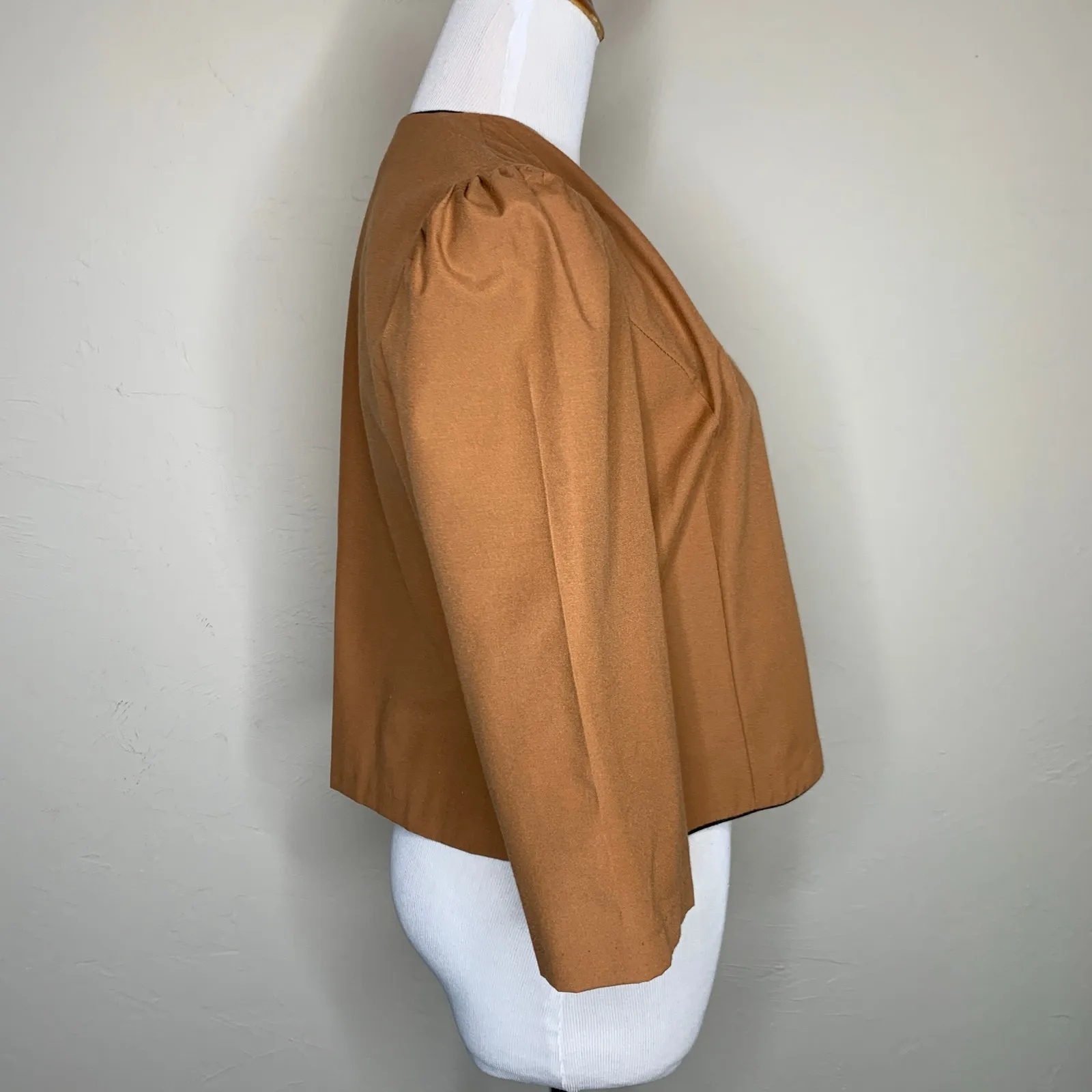 Vintage Cropped Bolero Jacket Rust Black Piping Sz Small Brown - Image 4