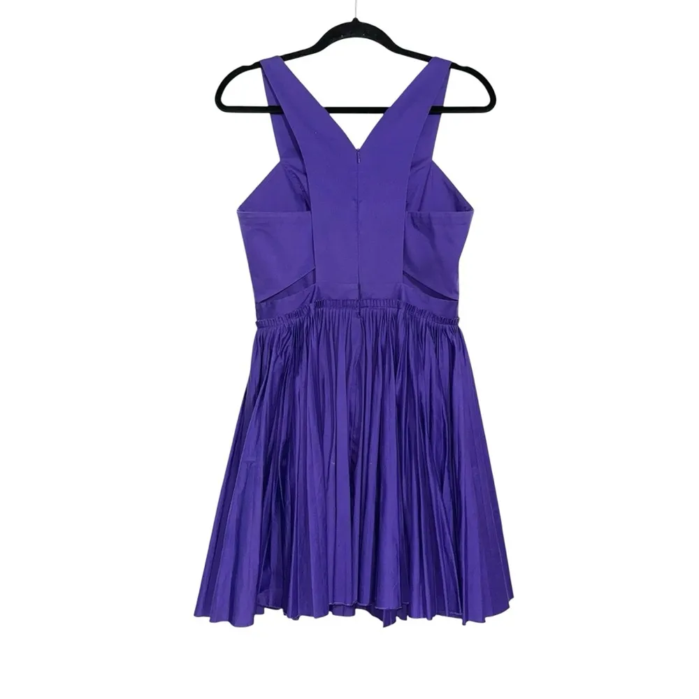 Robert Rodriguez Pleased Pleat Purple V-Neck Sleeveless Mini Dress 6 - Image 4