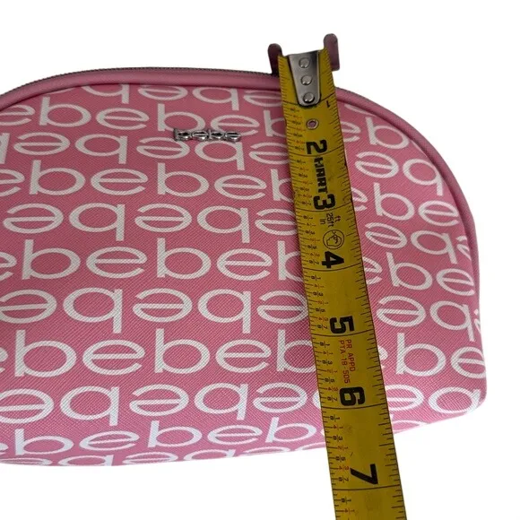 Bebe Pink All Over Logo Cosmetic Bag Makeup Pouch Zipper Closure NWOT - Image 6