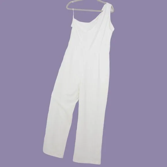 NEW White House Black Market white one shoulder‎ ruffle jumpsuit, 12 - Image 7