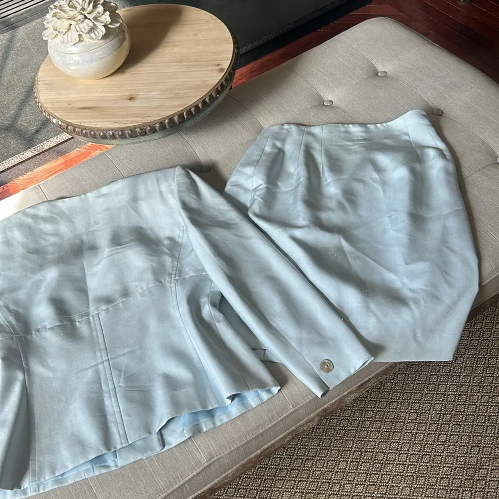 Christian Dior Vintage 100% Silk Oyster Shell Button Blazer and Skirt Co-ord Set - Image 16