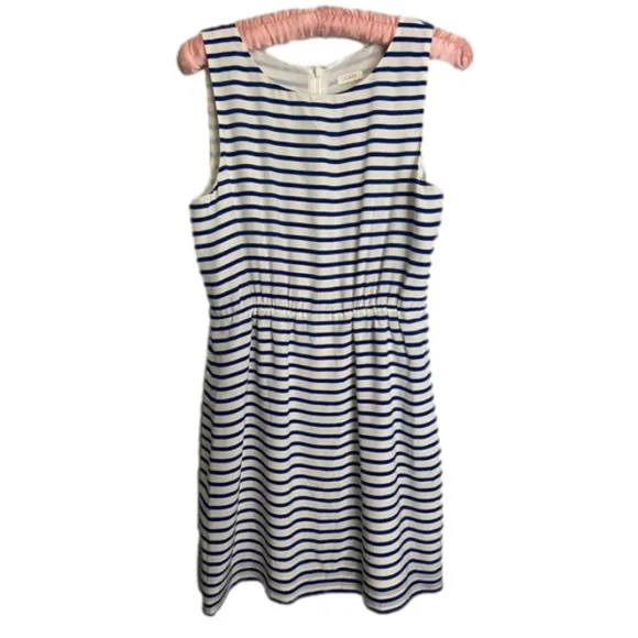 J. Crew Dress Silk Dress In Deck Blue Stripe Nautical Navy White - Image 7