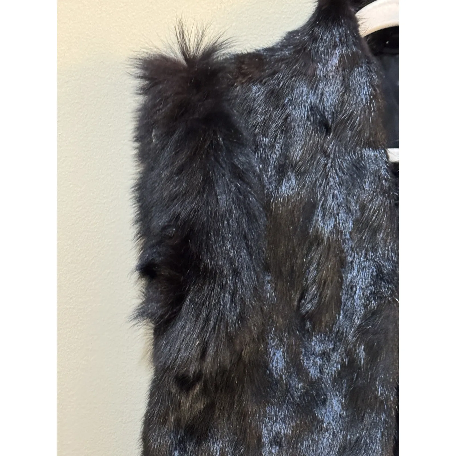 Vintage Womens Vest Size 10 Black Rabbit Fur‎ Lined Casual Mob Wife Boxy - Image 5