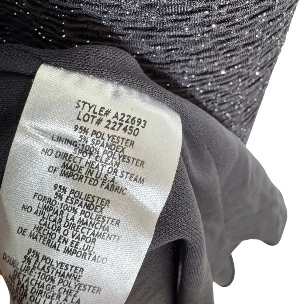 NWT Betsy & Adam V Neck Choker Glitter Long Dress Gown Black Size 12 - Image 10