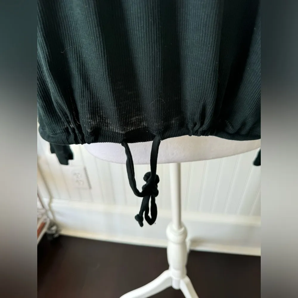 NWT Chaser Ribbed Ling Sleeve Drawstring Top ~ Dark Green ~ Medium - Image 5