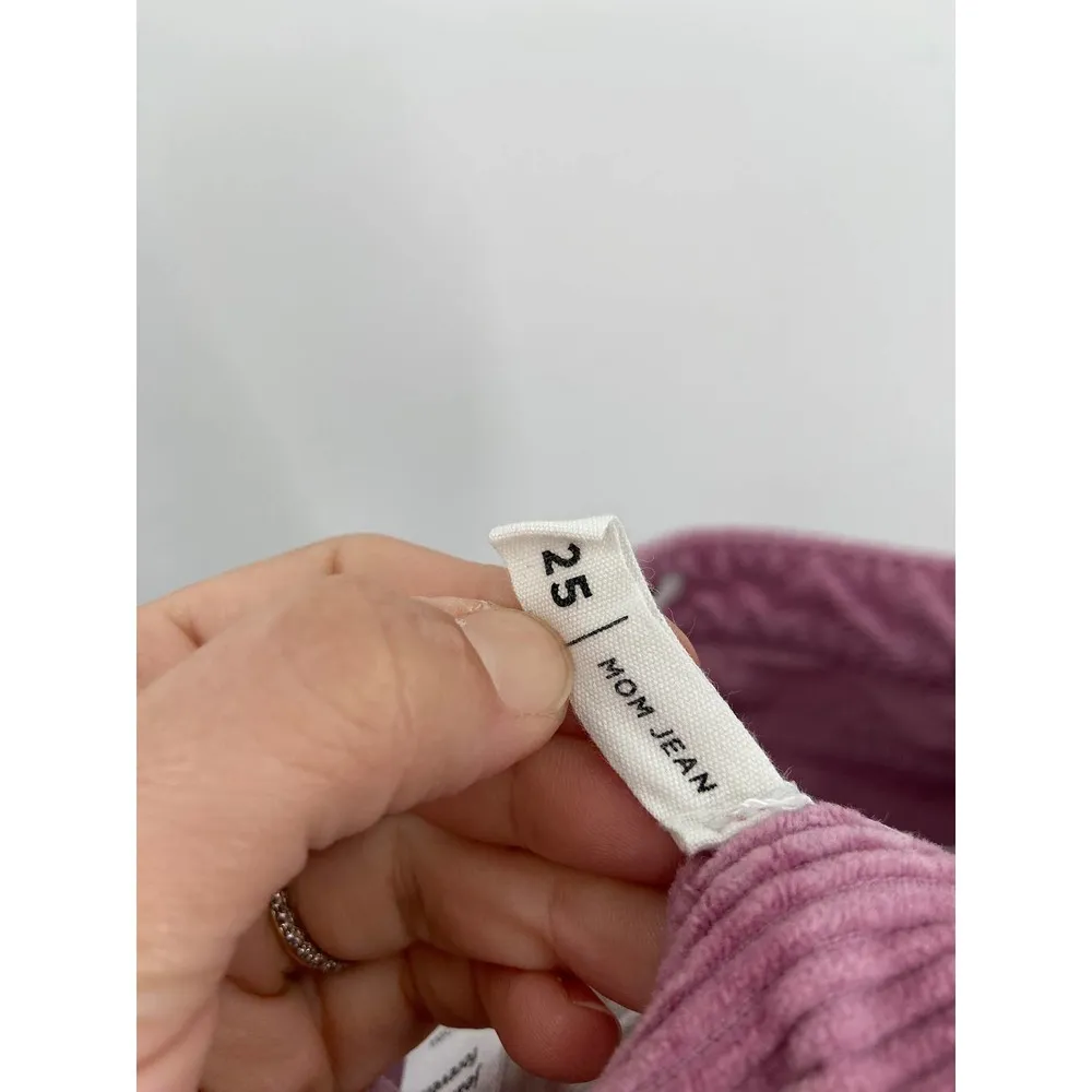 PacSun Mauve Pink Corduroy High Rise Relaxed Taper Mom Jeans Size 25 - Image 5