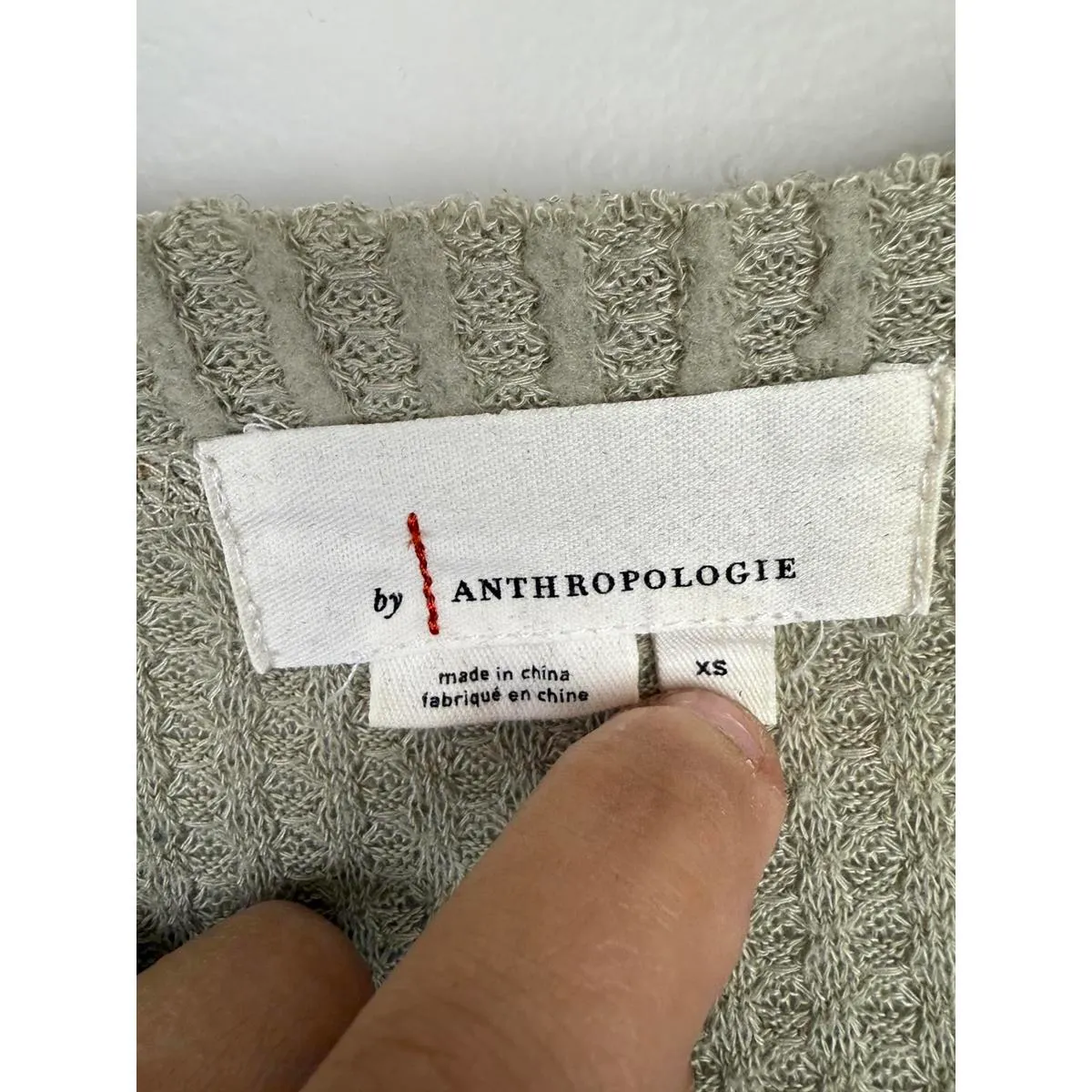 by Anthropologie Cropped Tan Ribbed Henley Cardigan - Size - XS - Image 4