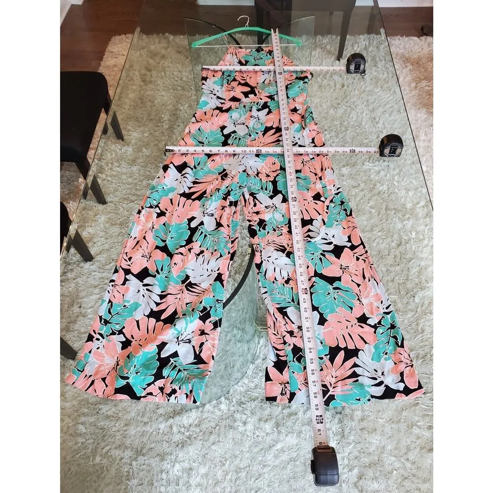 FOREVER 21 Women Multicolor Floral Spaghetti Strap Open Back Jumpsuit Size Large - Image 8
