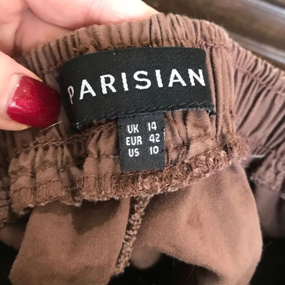 Parisian Brown Cargo Joggers Snap Pockets Size 10 - Image 6