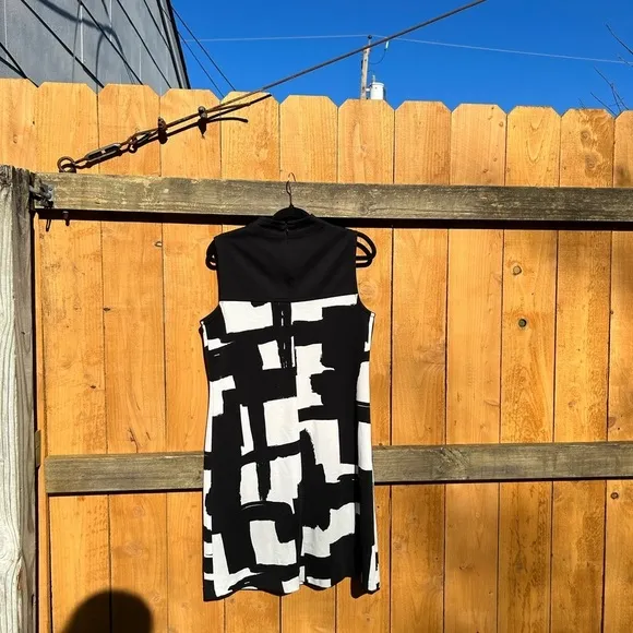 Donna Morgan Black white Dress vintage size 12 abstract retro spring‎ summer - Image 7