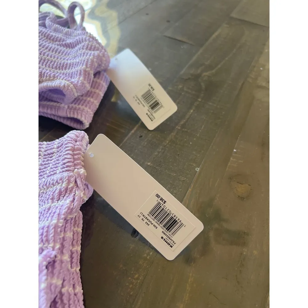 Freshwater Ribbed Bralette Top High Waisted‎ Bikini Size XXL (20) NWT Lilac Purple - Image 5
