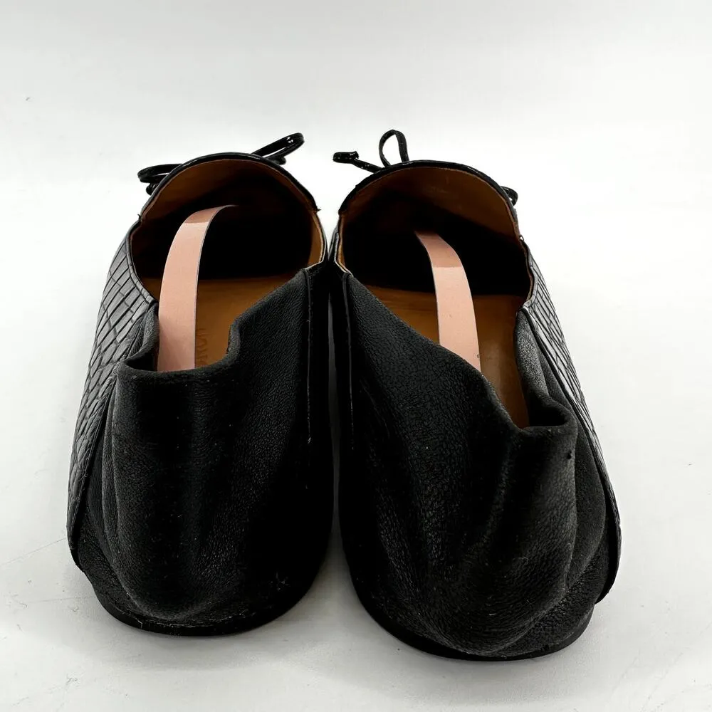 Tory Burch Charm Loafers Leather Collapsible Back Matte Croc Emboss Black 10 - Image 5