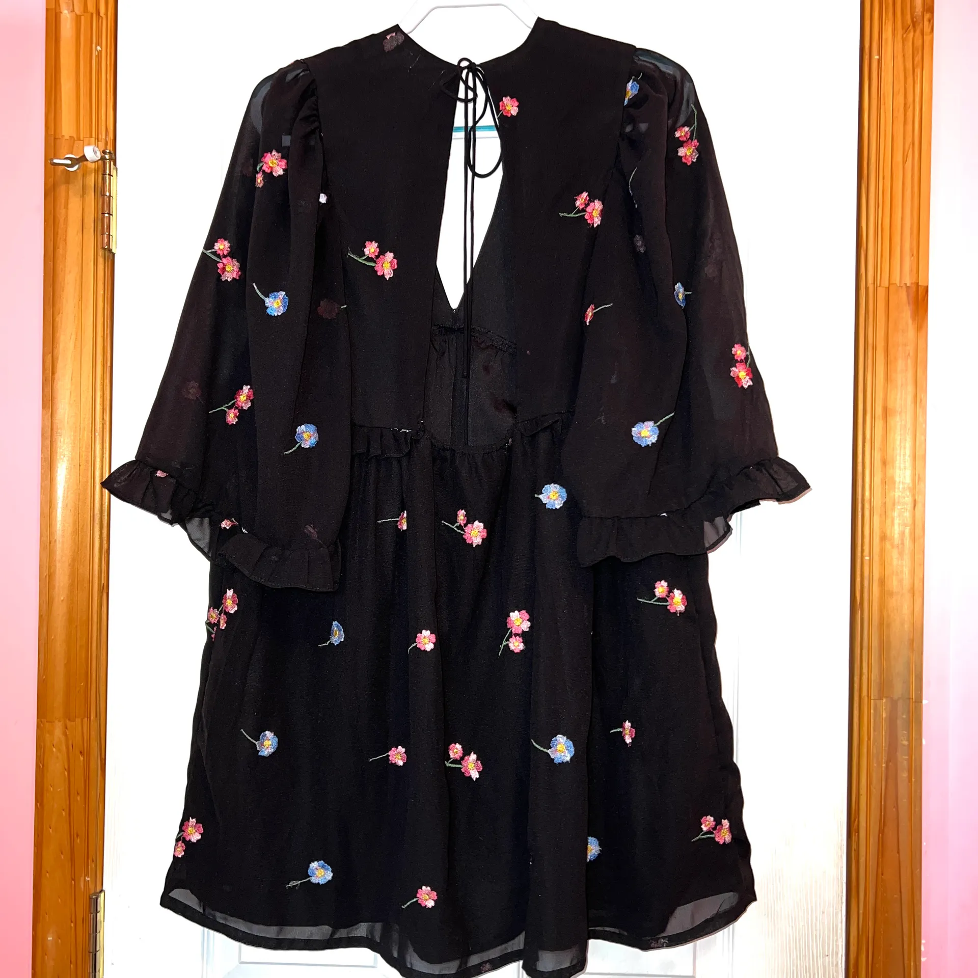 Embroidered Smock Mini Dress - Image 4