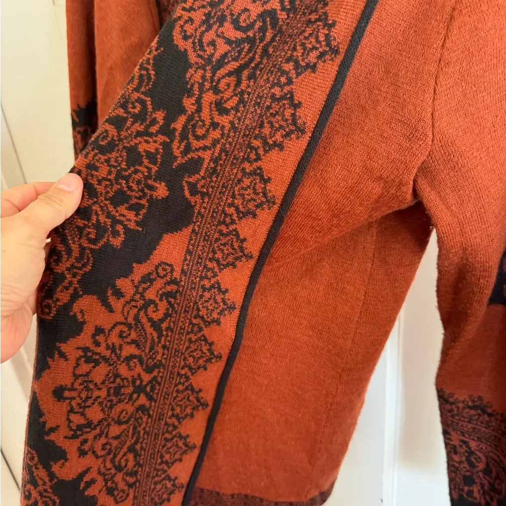 The Alpaca Collection Peruvian copper floral scroll open cardigan size medium Brown - Image 3