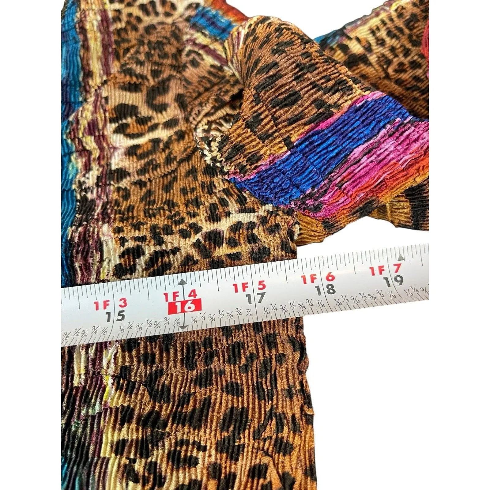 VTG Alberto Makali Animal Print L Beaded Top Boho Statement Artsy Y2K Festival - Image 7
