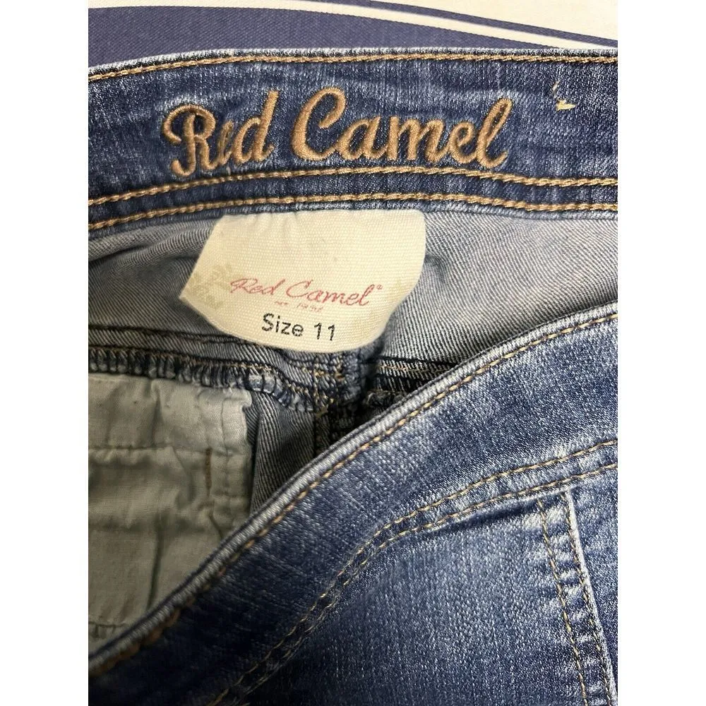 DHN) Red Camel Skirt Women's Size 11 30‎ Denim Jean Mini Juniors Blue - Image 5