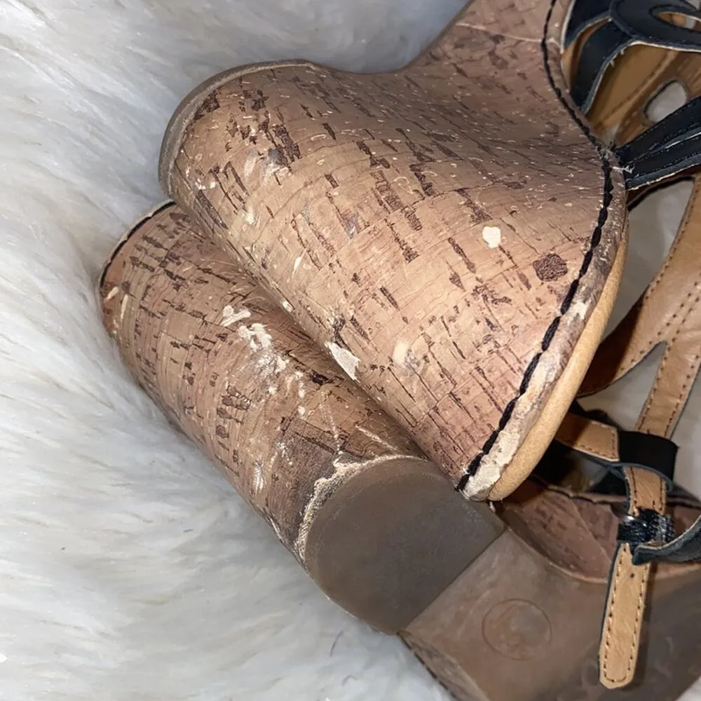 B.O.C. Jayna Caged Cork Wedge High Heel Sandals 11 Black - Image 10