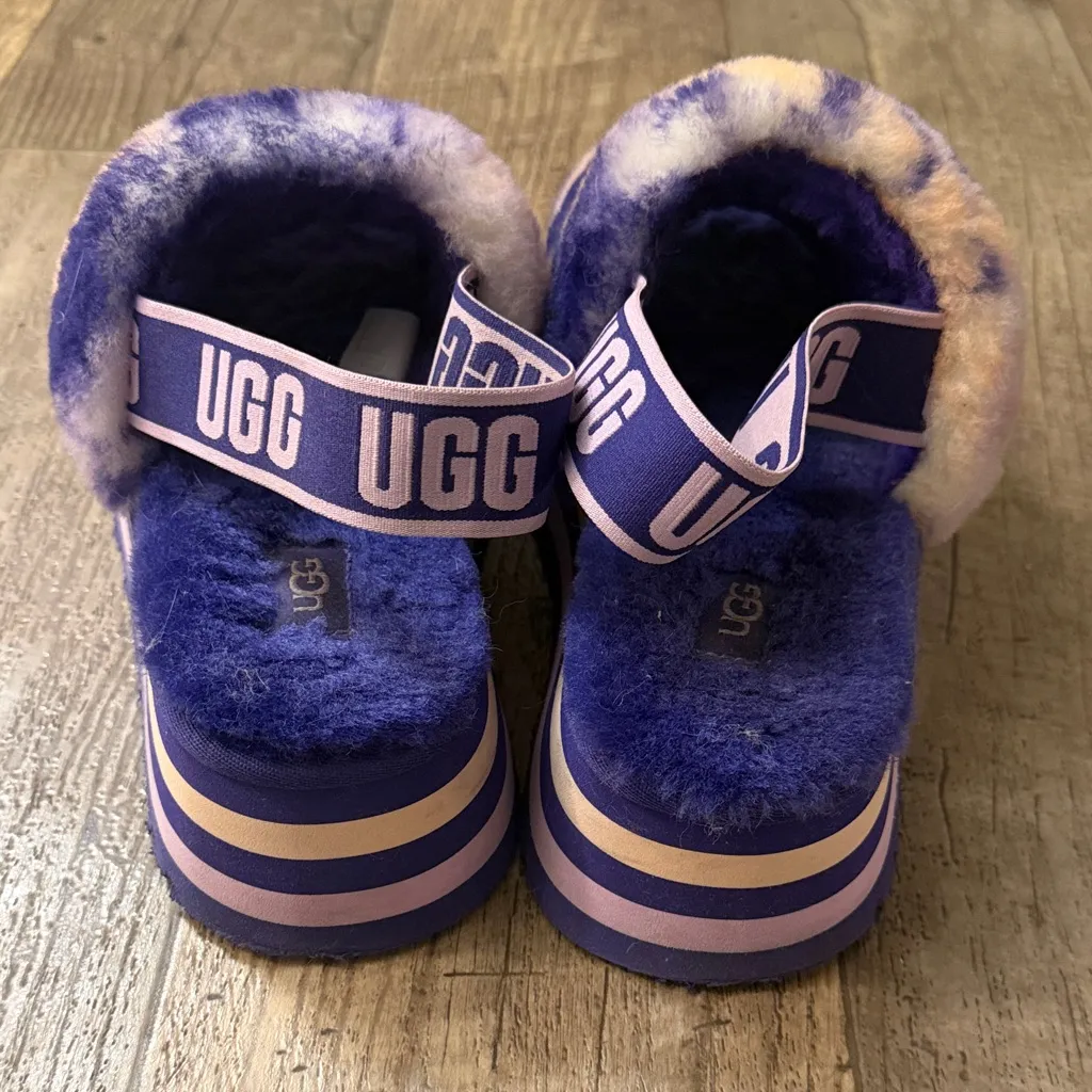 Ugg Disco Marble Slide Slippers Sheepskin Violet Night Purple Tie Dye - Image 8