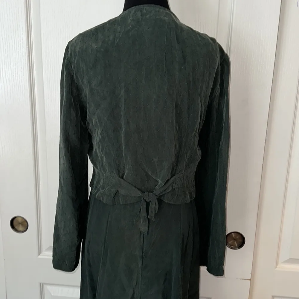 VINTAGE DARK GREEN TWO PIECE MATCHING SET DRESS & CARDIGAN - Image 4