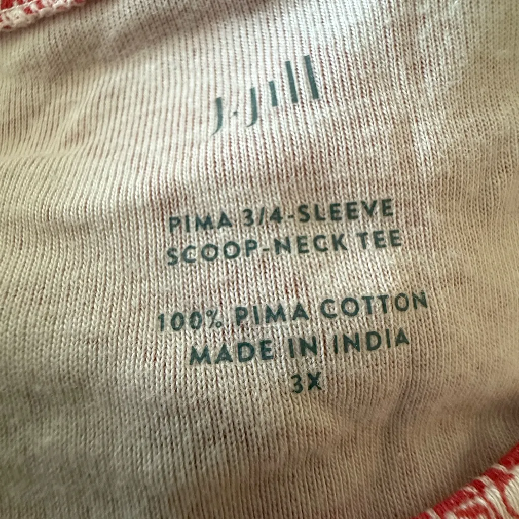 J. Jill Shirt Sea Shells 100% Pima Cotton Top 3/4 Sleeve Scoop Neck Nautical 3X - Image 2