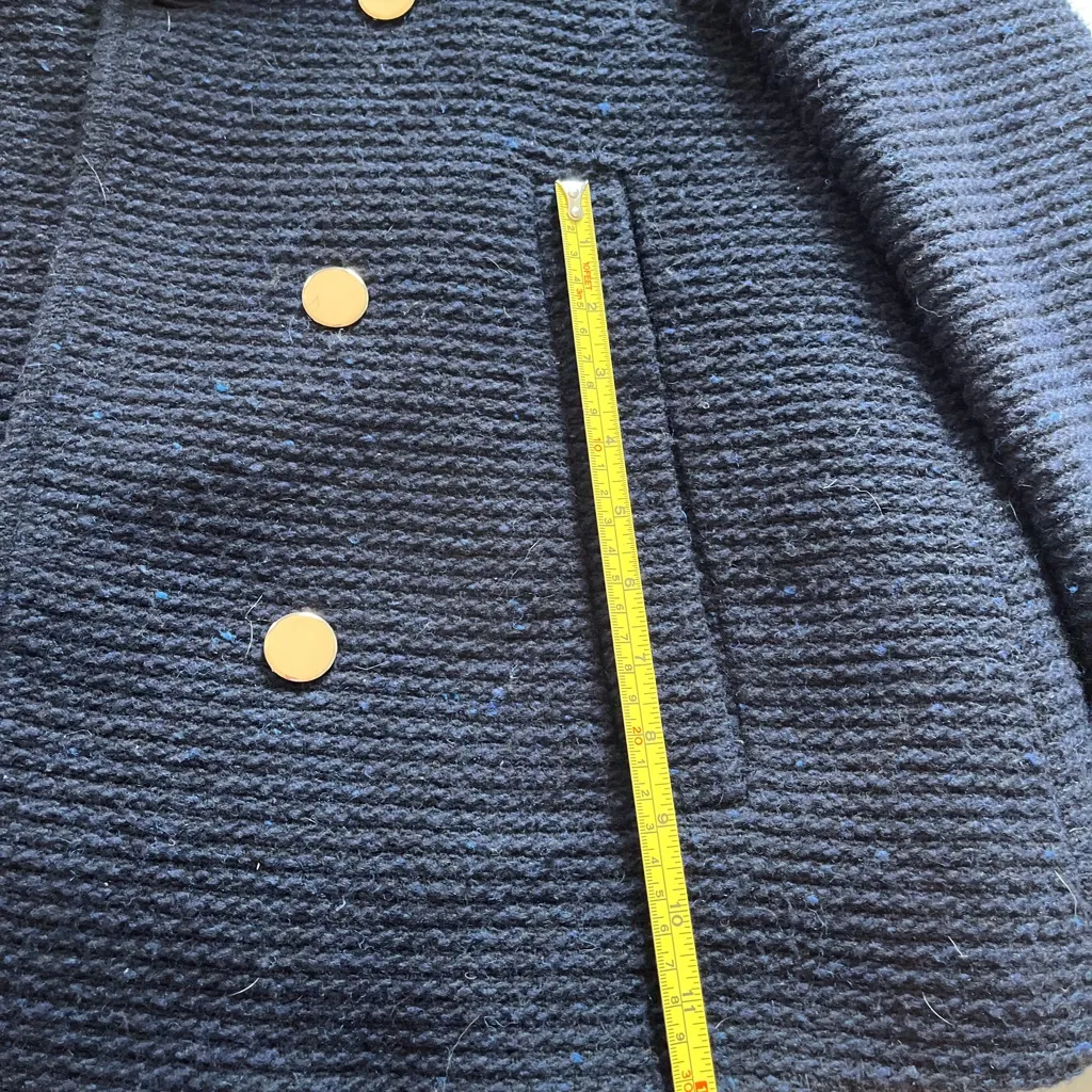 Zara Wool Dark Blue Double-Breasted Peacoat size medium - Image 7