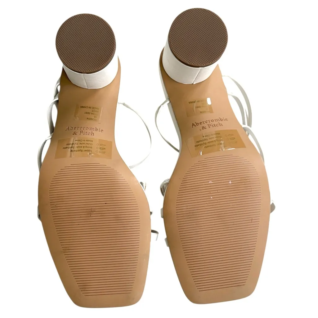 NWOT Abercrombie & Fitch Strappy Heeled Sandals White Size 10 - Image 7