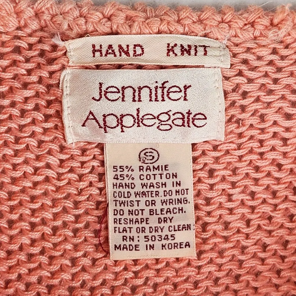 Jennifer Applegate Hand Knited Womens Sweater Size S Pink - Image 3