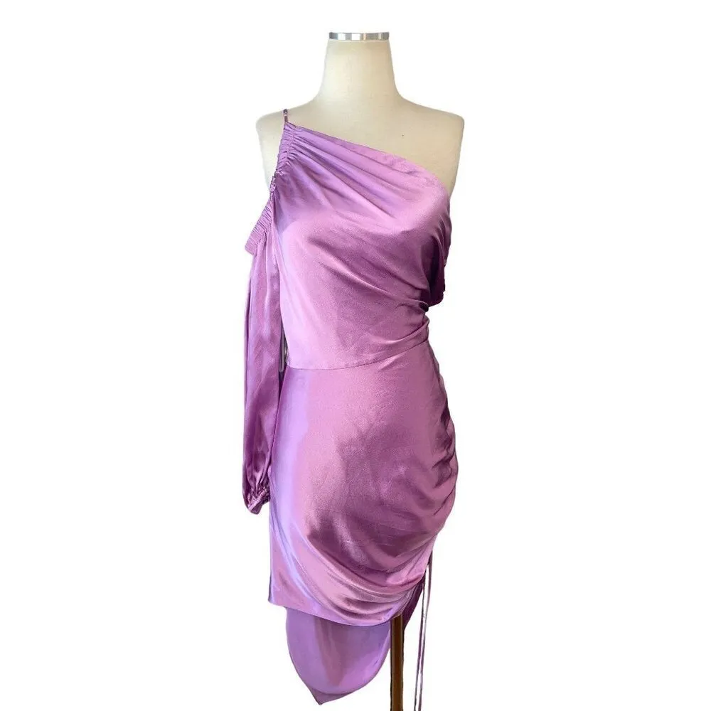 Cinq a Sept Naikta Satin Mini Dress in Violet 14 New Womens Cocktail Purple - Image 5
