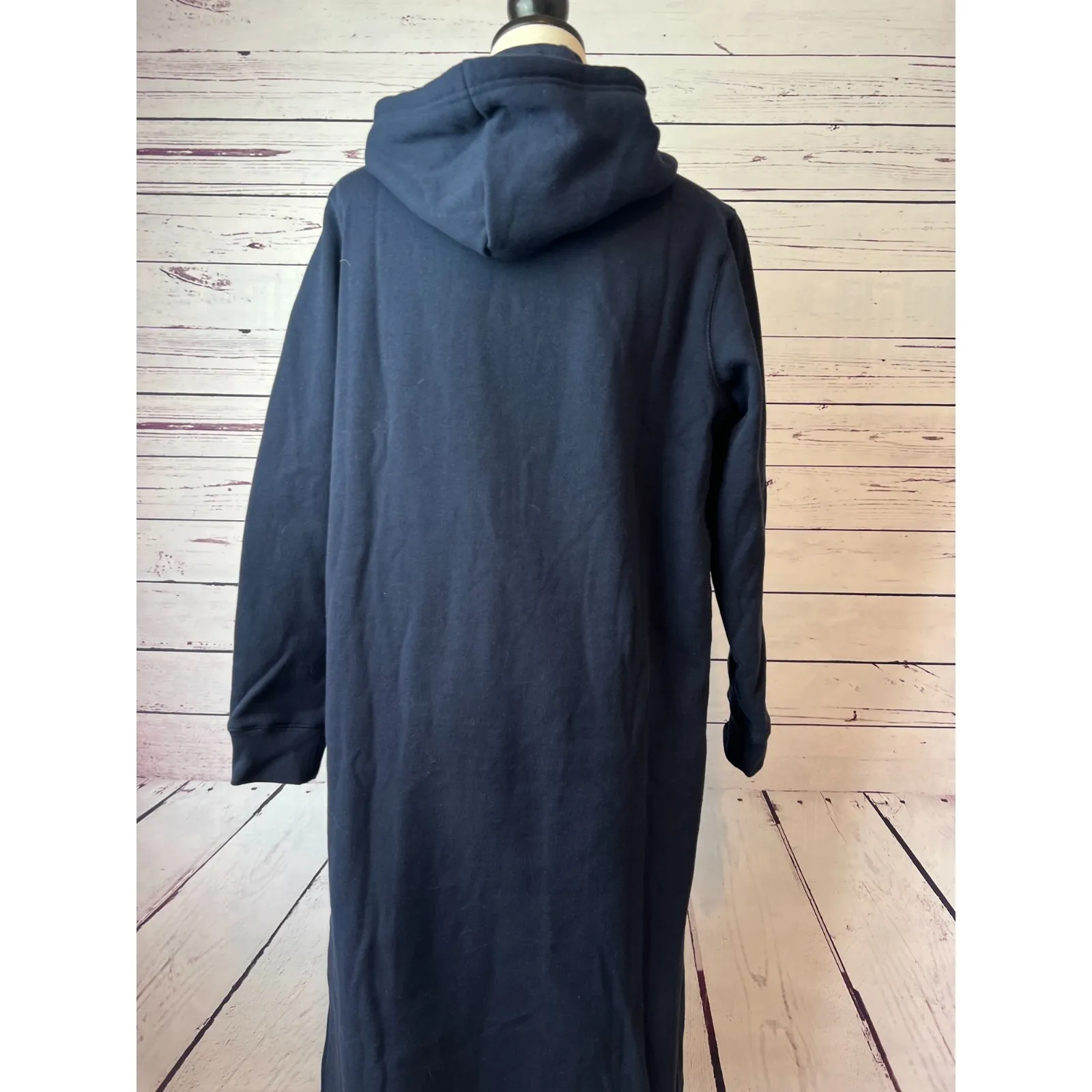 Lands End Dress Small Blue Sweatshirt Hoodie Pockets Lounge Casual Gown Midi - Image 5