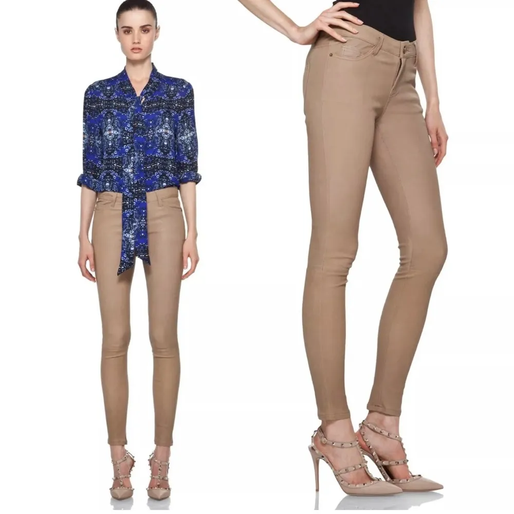 $855 CURRENT ELLIOTT Lamb Leather Fawn Ankle Skinny Stretch Pants Sz 25 - Image 3