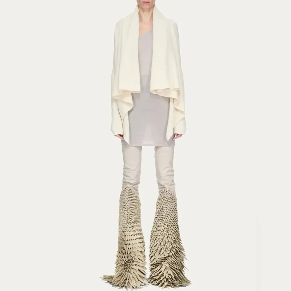 Rick Owens Fogachine SS22 Shawl Wrap Asymmetric Wool Cardigan FLAWED PLEASE READ Size XS - Image 2