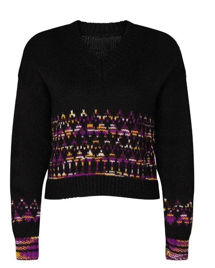 Scotch & Soda La Bande Maison Black Purple Fair Isle Wool Blend Sweater - Size S - Image 1
