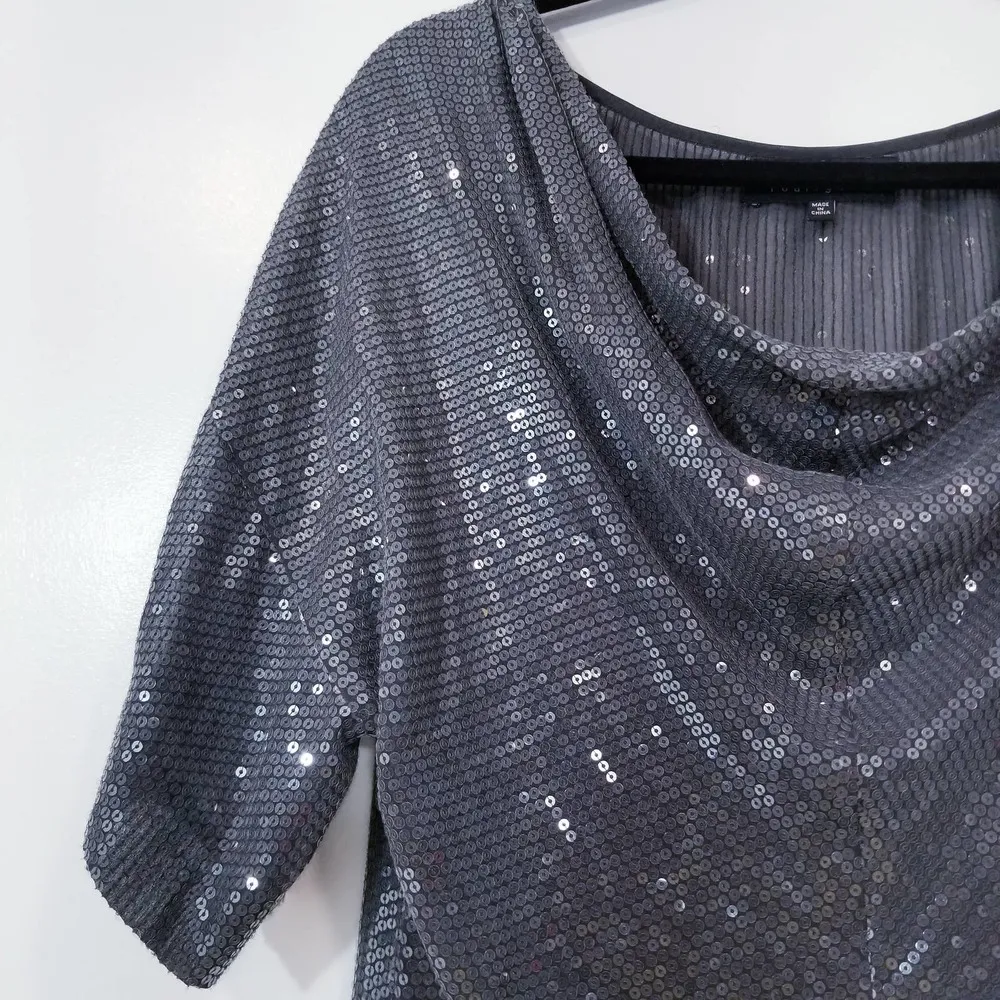 Robert Rodriguez Sequins Silk Cowl Neck Blouse - Image 2