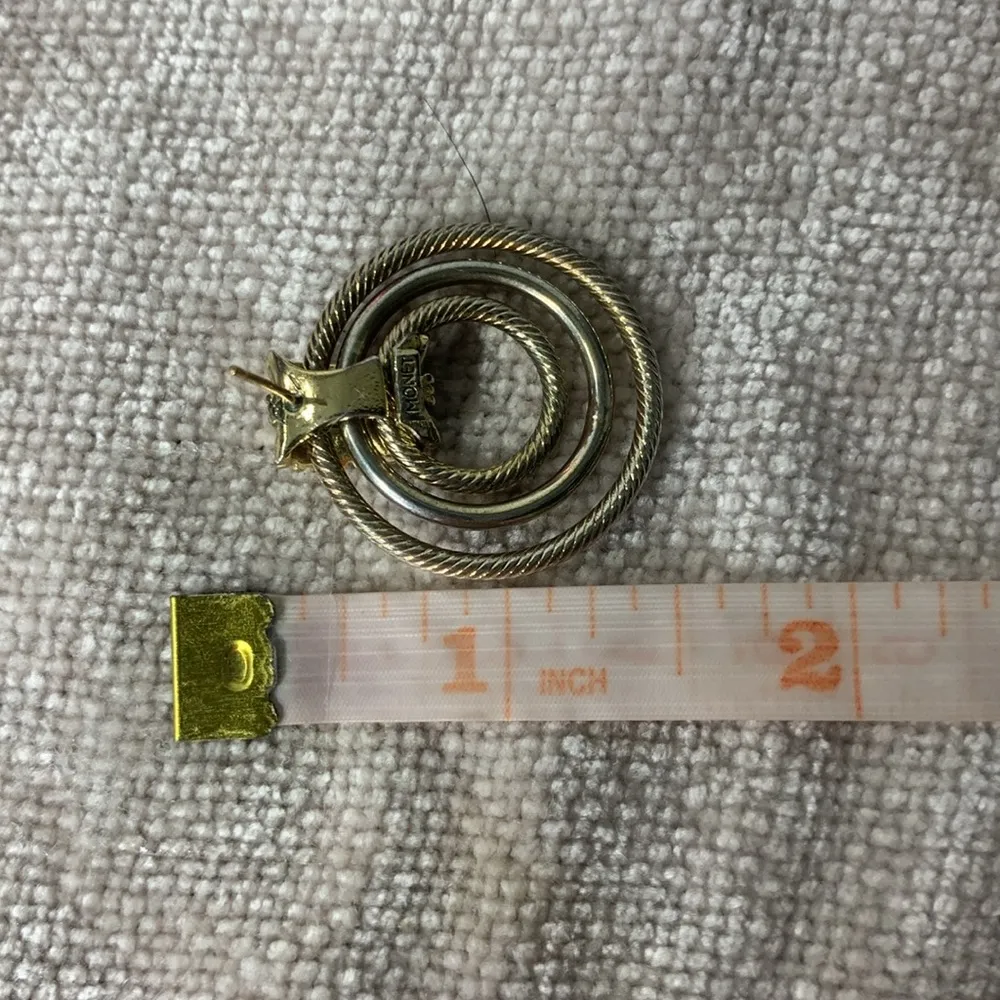 Money Vintage Multi Texture Multi Circle Door knocker Gold Tone Post Earrings - Image 4