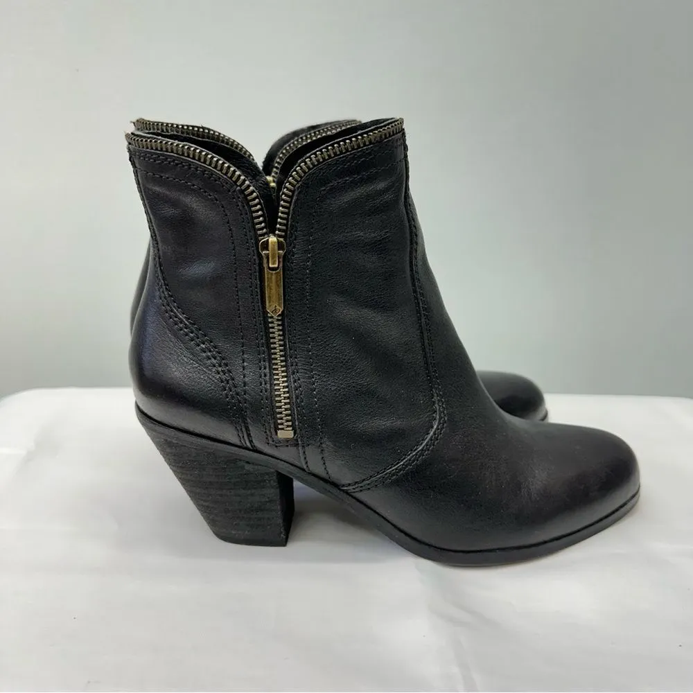 Sam Edelman black‎ leather booties women's 8.5. functional zippers. - Image 2