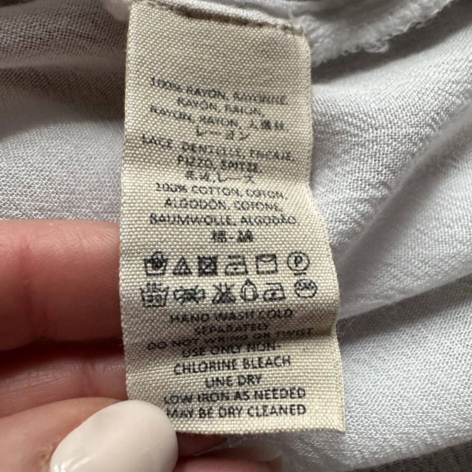 Free People White Gauze Button Down Shirt Katie Bird Crochet Size XS Oversized - Image 9