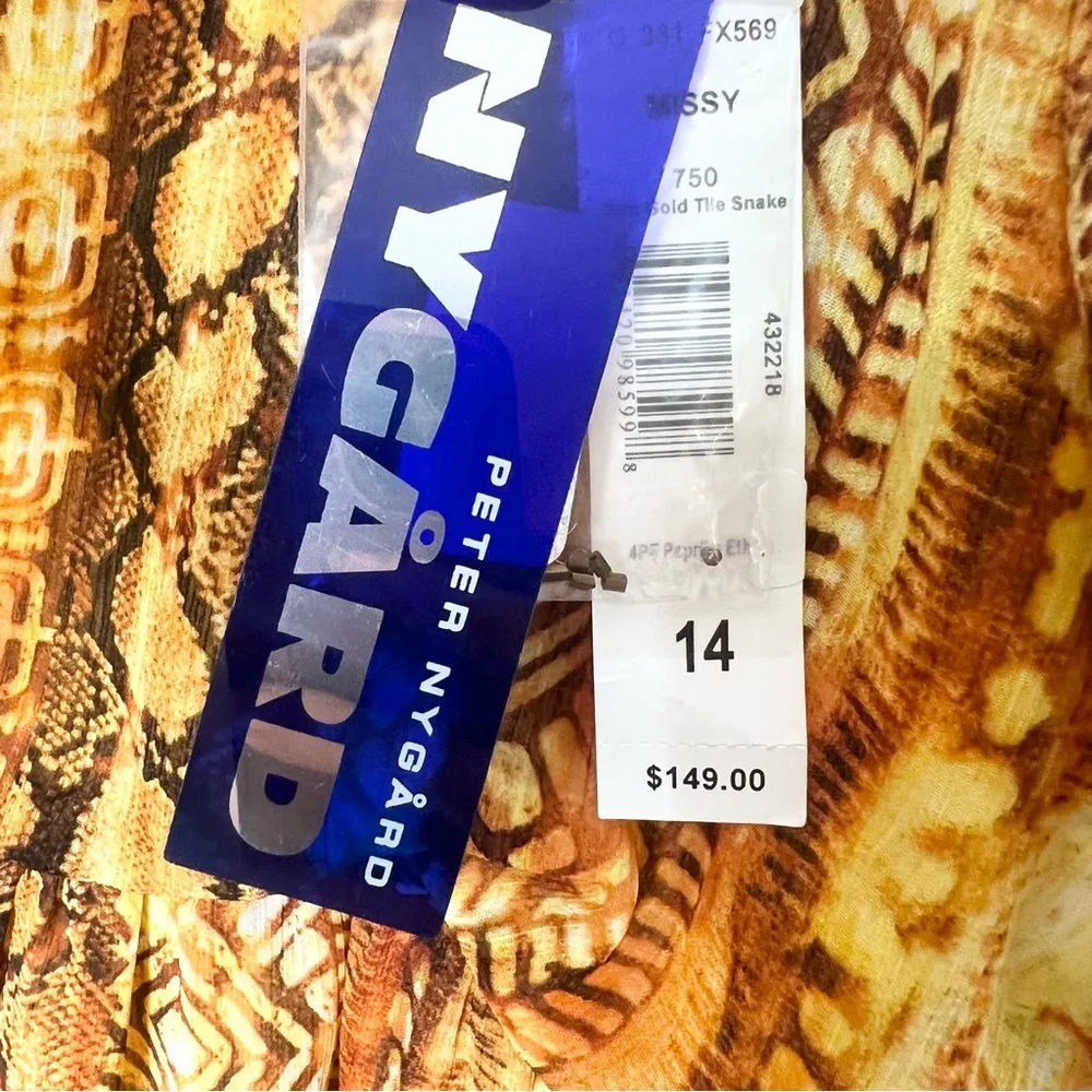 NWT Peter Nygard Yellow Gold Snake Print Sleeveless Maxi Dress Size 14 - Image 7