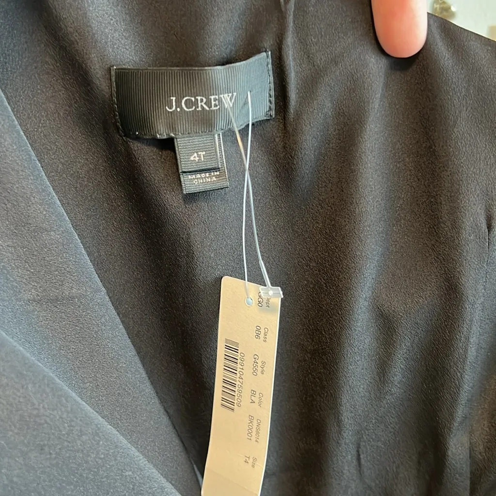 NWT J. Crew Woven Cotton Silk On Shoulder Ruffle Little Black Dress, 4T - Image 7