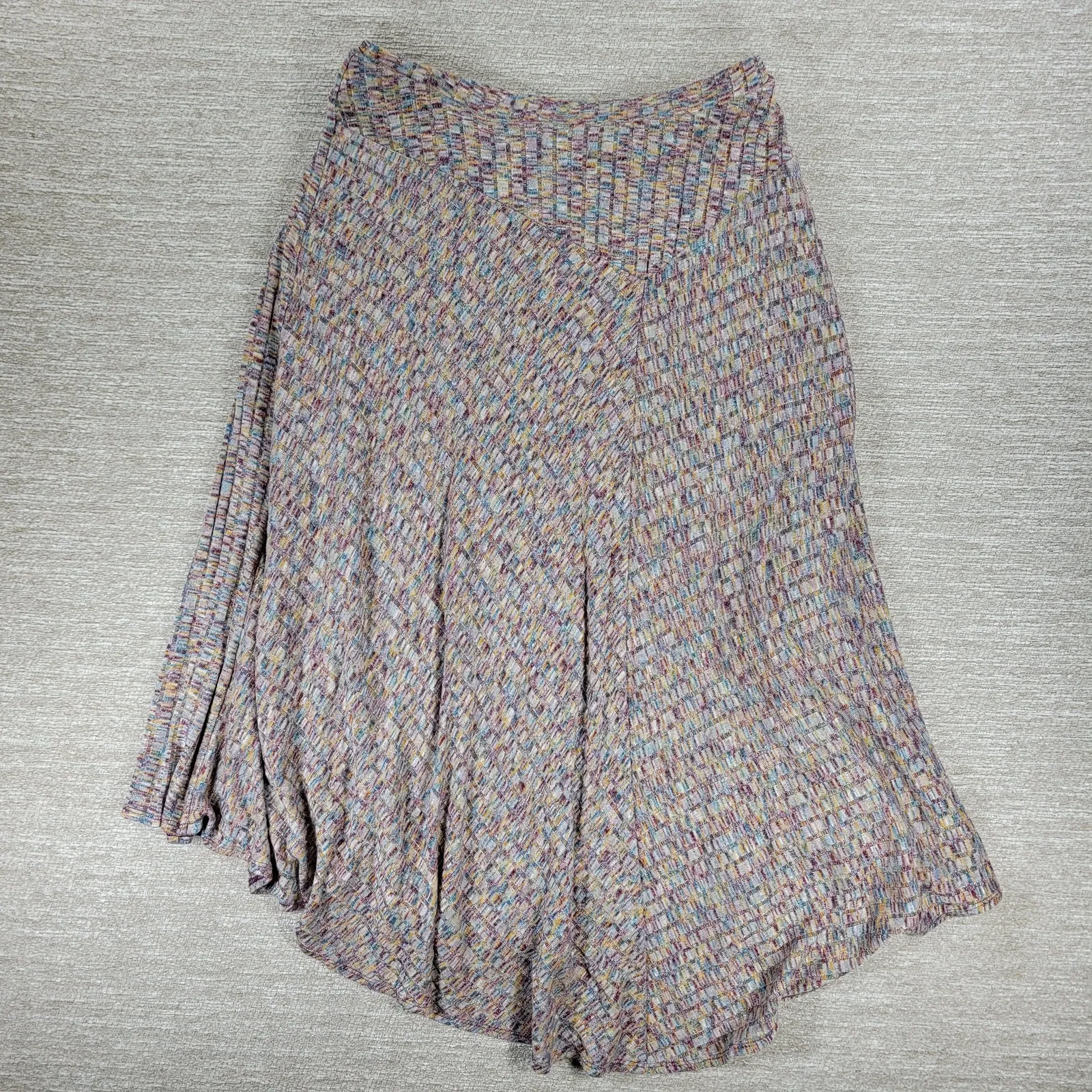Vanessa Virginia Knit Skirt Large Asymmetrical Maxi Multicolor Textured Lined - Image 4