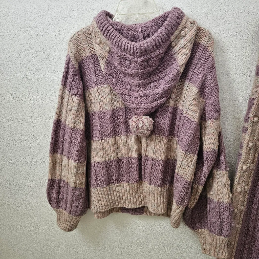 LoveShackFancy Jogger Lilac Chunky Bauble Knit Ribbed Alpaca/Wool Lounge Set L - Image 8