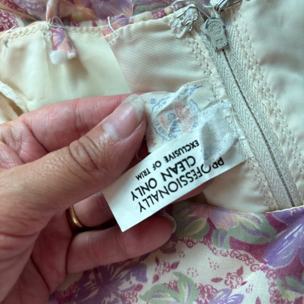 Vintage 70s Purple and Pink Sleeveless Floral Full Length Formal Dress Size 12 - Image 12