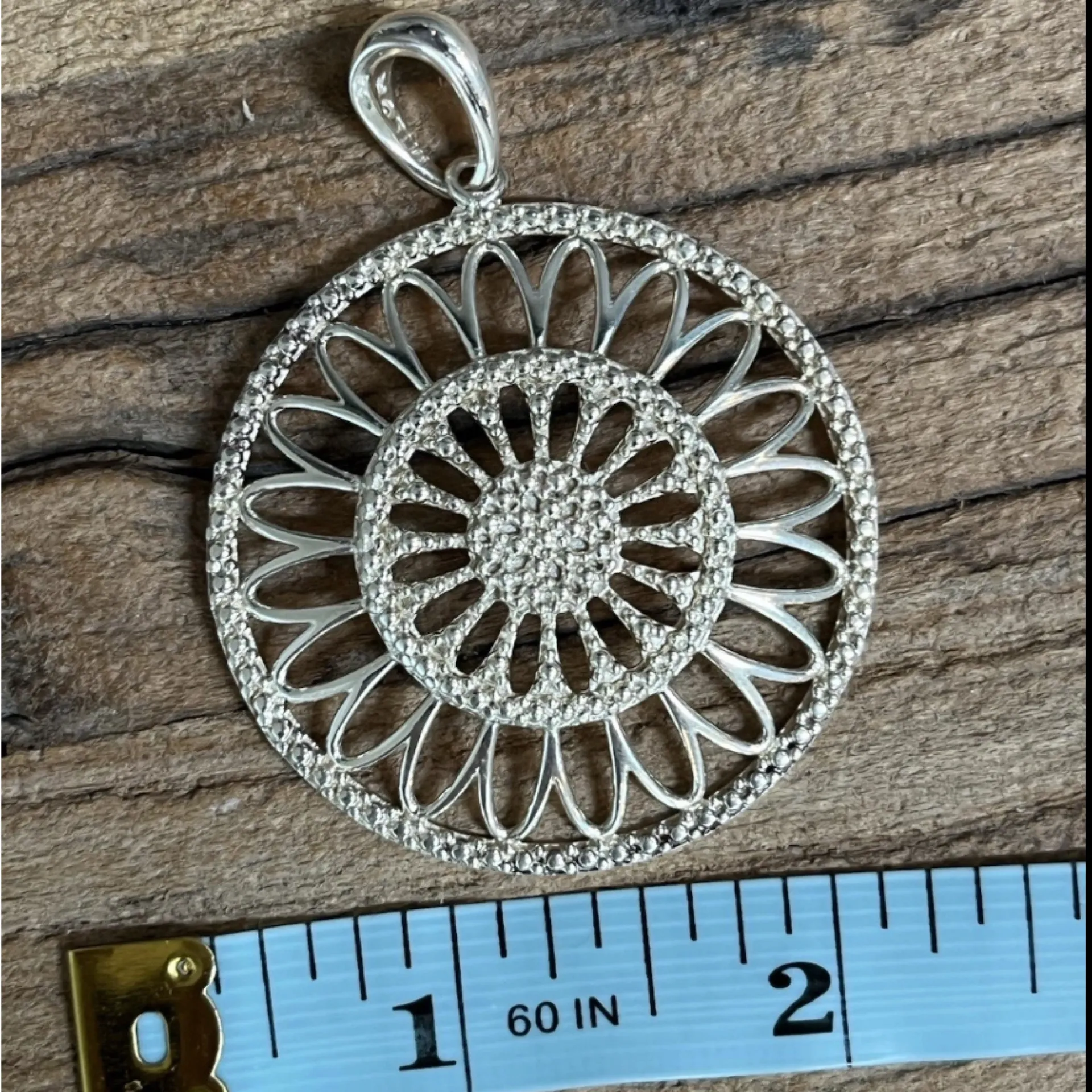 Milor made in Italy vintage sterling silver flower Drop Pendant 925 estate wow - Image 3