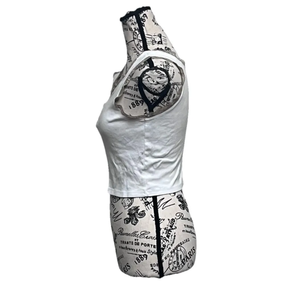 Love Peace & Lazy Days Sunflower Crop Tank Top XS White Cottagecore Y2K Boho - Image 4